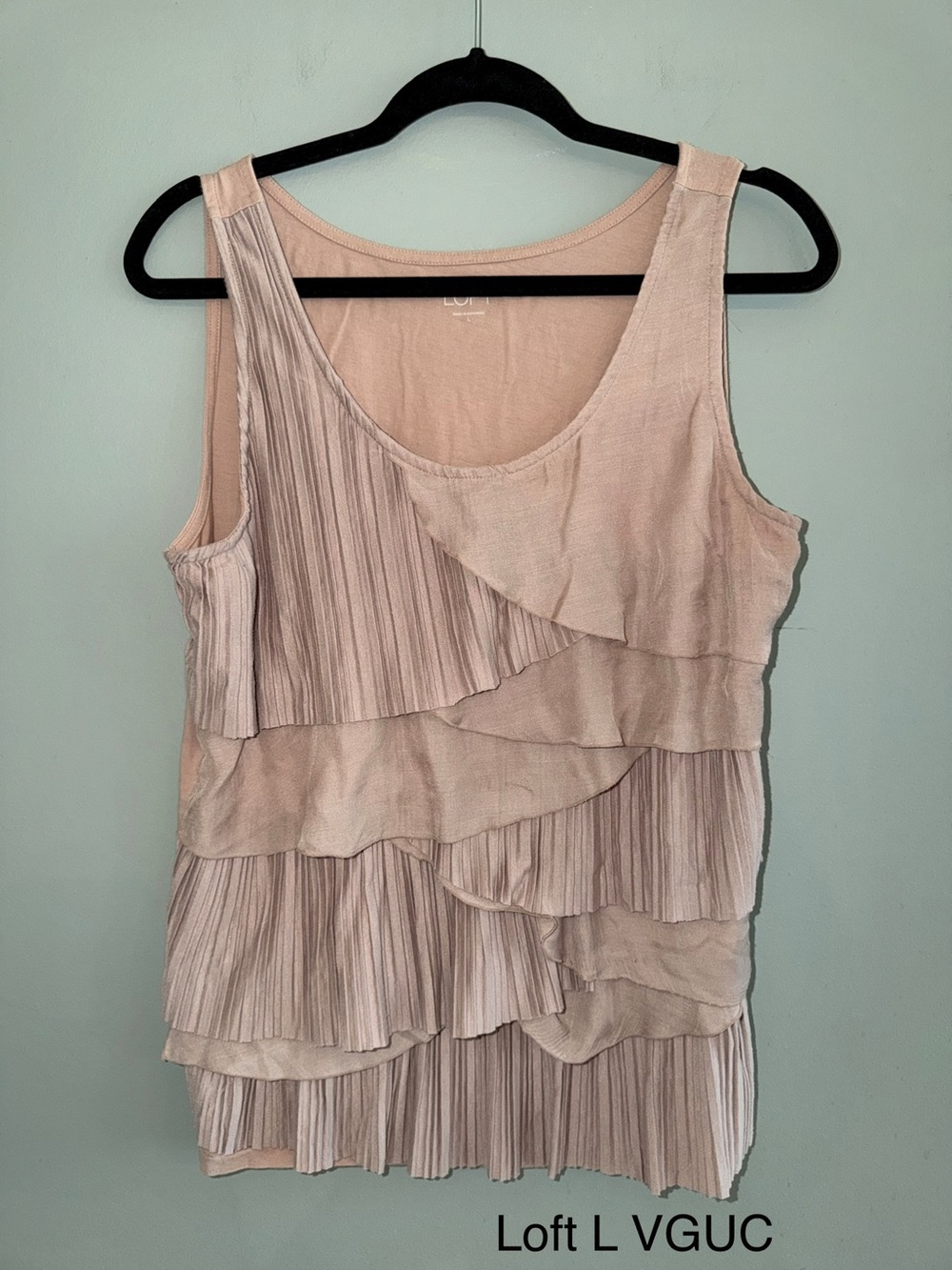 LOFT Tan Ruffled Sleeveless Tank Top